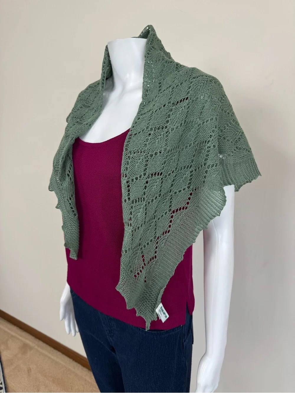 Vintage Laura Ashley Lace Knit Cotton Scarf Shawl Cottagecore